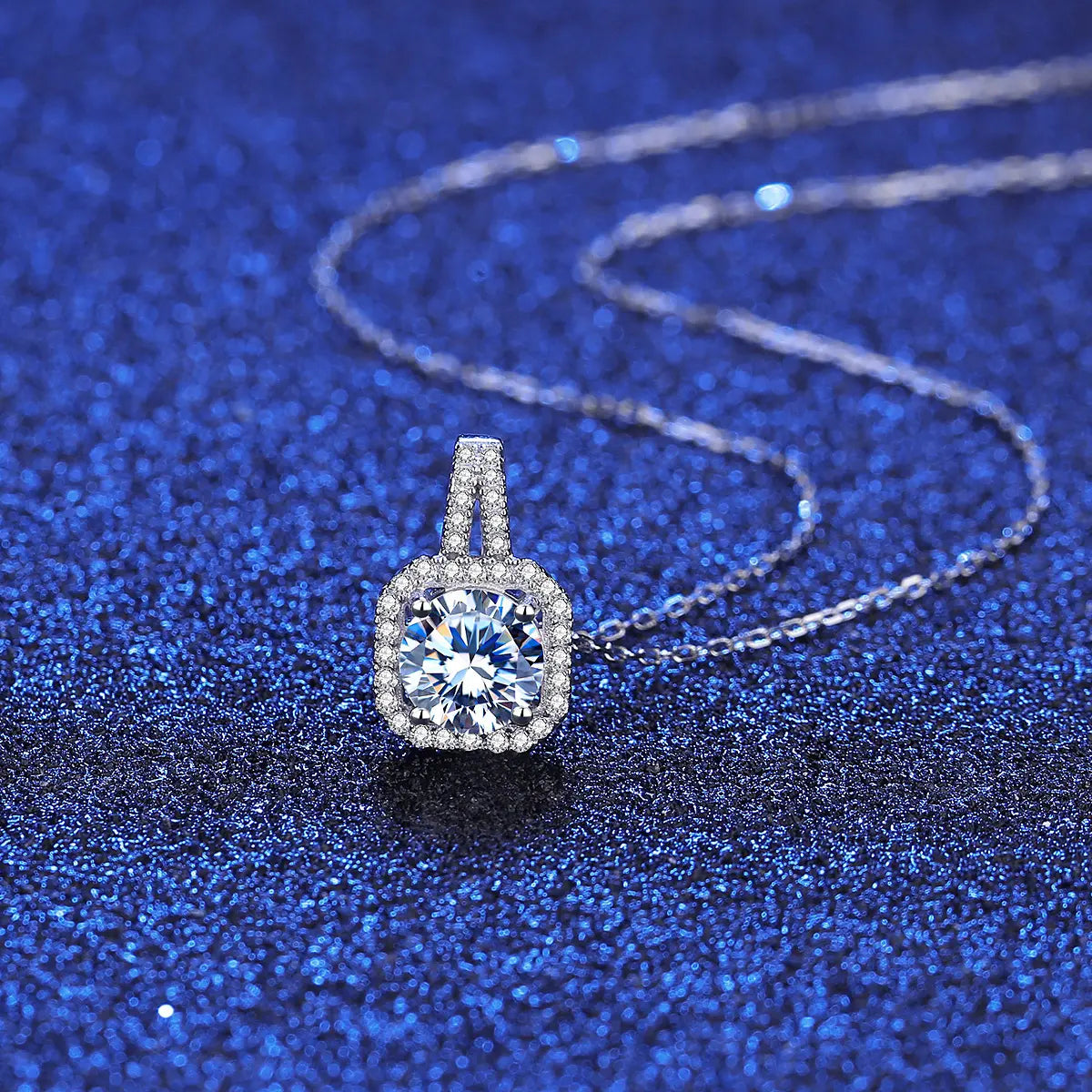 GRA Certified Starlit Glamour Round Cut Silver 1ct Moissanite Pendant Set with 1ct Earrings
