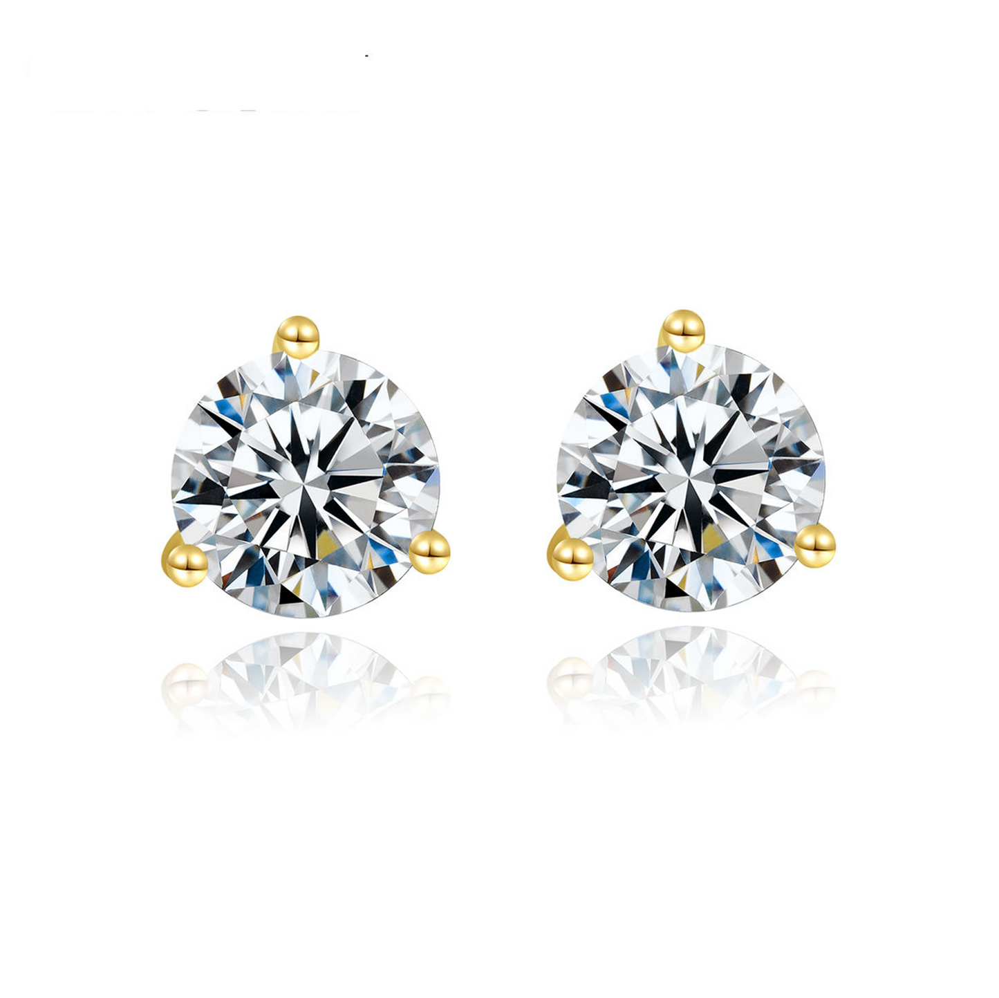 Zircon Korean Earrings for Women & Girls, Single Round Cubic Zirconia, Silver Stud Earrings