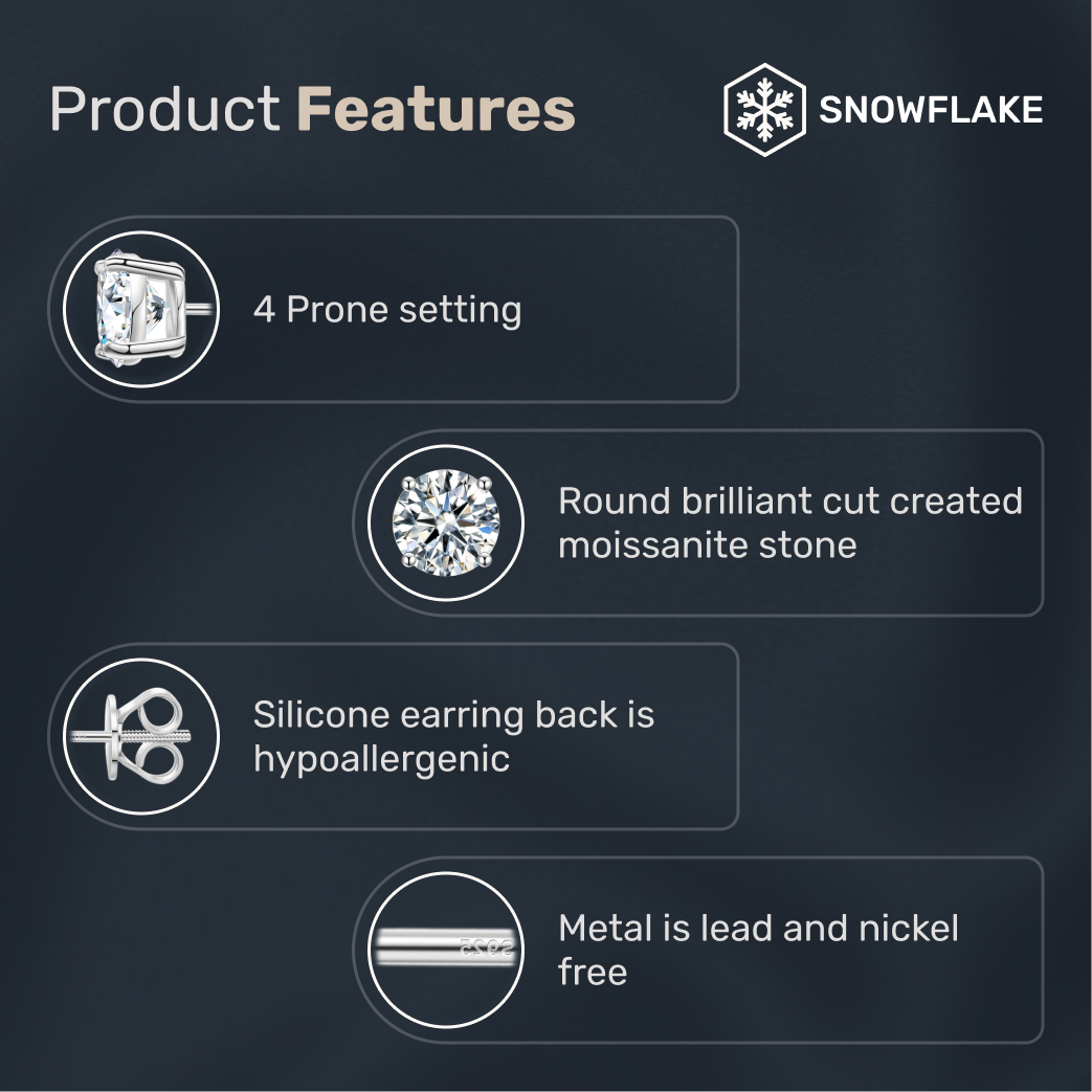 0.4 - 4 ct Luminous Luxe Round Moissanite Stud Earrings