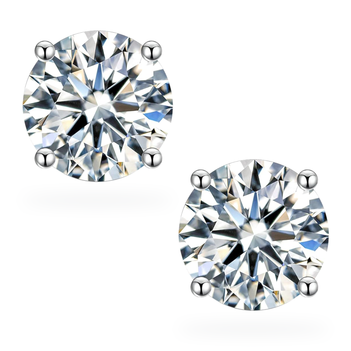 2 ct Solitaire Round Cut Moissanite Stud Earrings D/VVS1