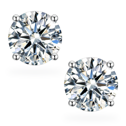 1 - 2 ct Solitaire Round Cut Moissanite Stud Earrings D/VVS1