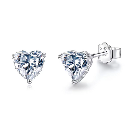 1 ct Heart Spark Moissanite Stud Earrings D/VVS1