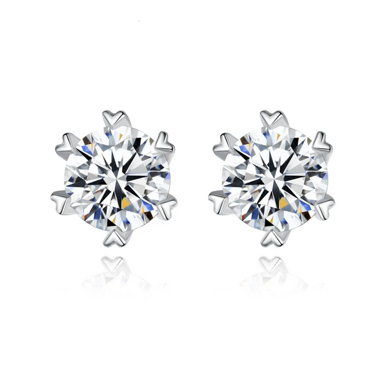 1 ct Heart Flare Sparkle Moissanite Stud Earrings