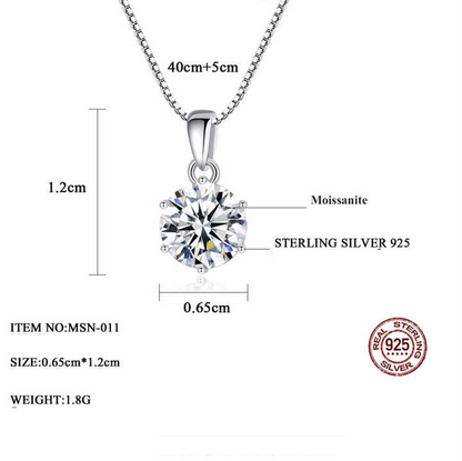 1 - 2 ct Eternal Spark Sterling Silver Moissanite Pendant