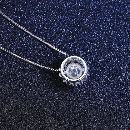 1 ct Moissanite Halo Pendant Necklace;  Sterling Silver 925; D VVS1