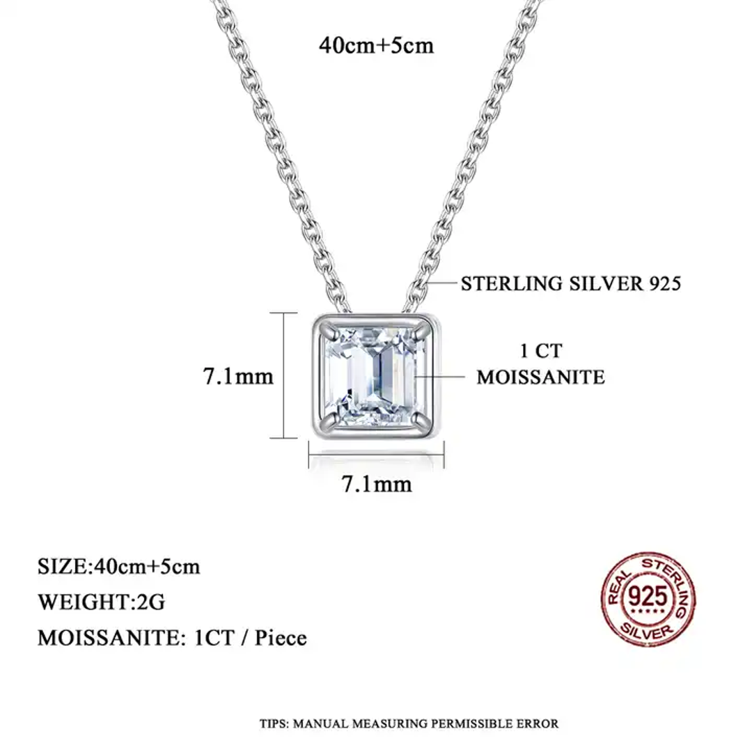 1 ct Timeless Brilliance Asscher Cut Silver Moissanite Pendant