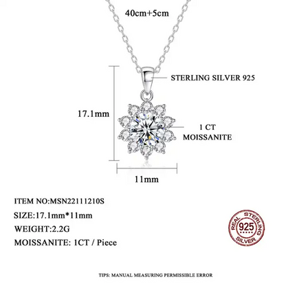 1 ct Snowflake Sparkle Round Silver Moissanite Pendant