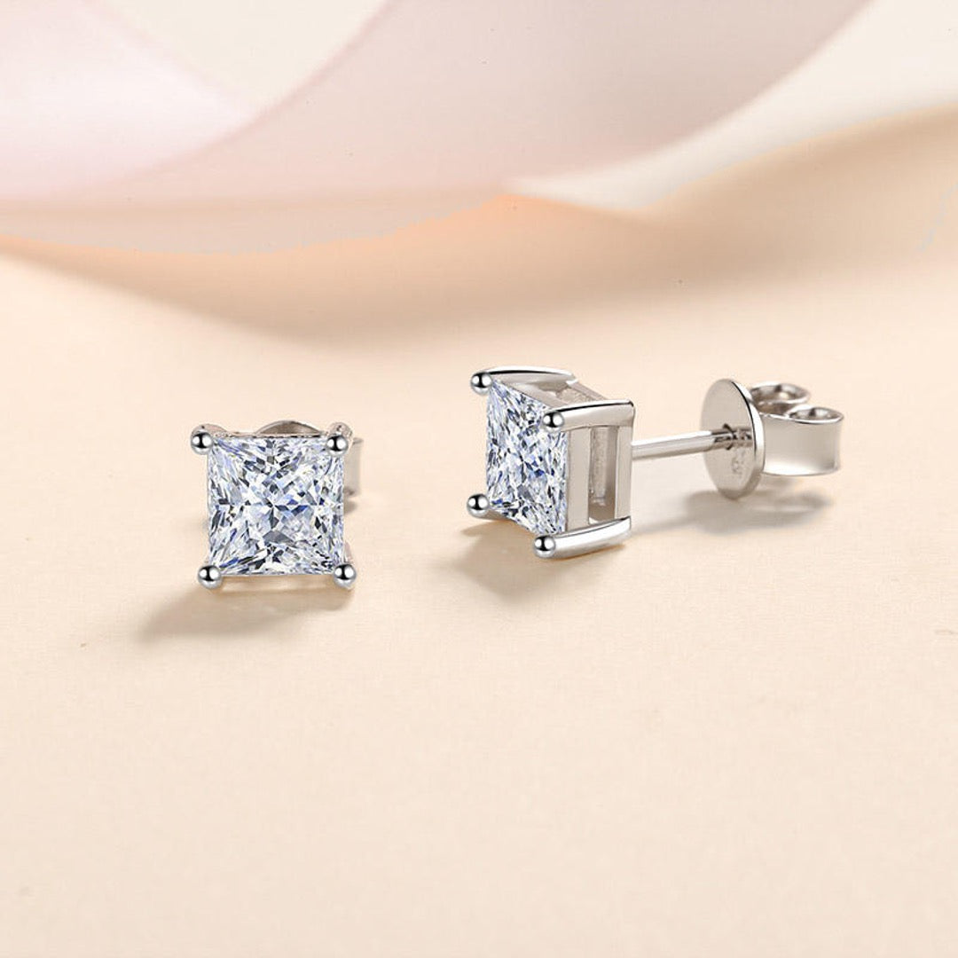 1 ct / pair Princess Glow Moissanite Stud Earrings