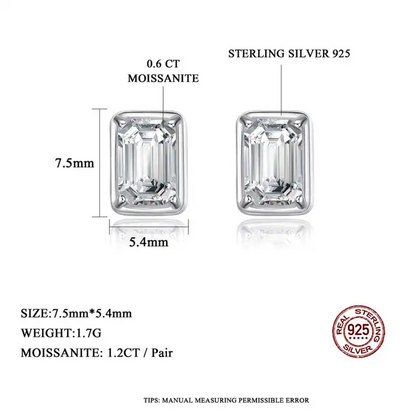 1.2 ct Crystal Clear Confidence Emerald Cut Moissanite Studs