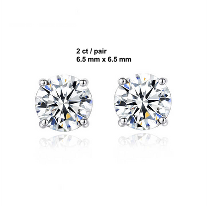 2-4 ct Round Moissanite Studs