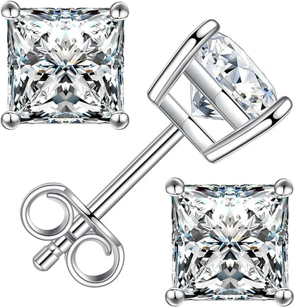 1 ct / pair Princess Glow Moissanite Stud Earrings