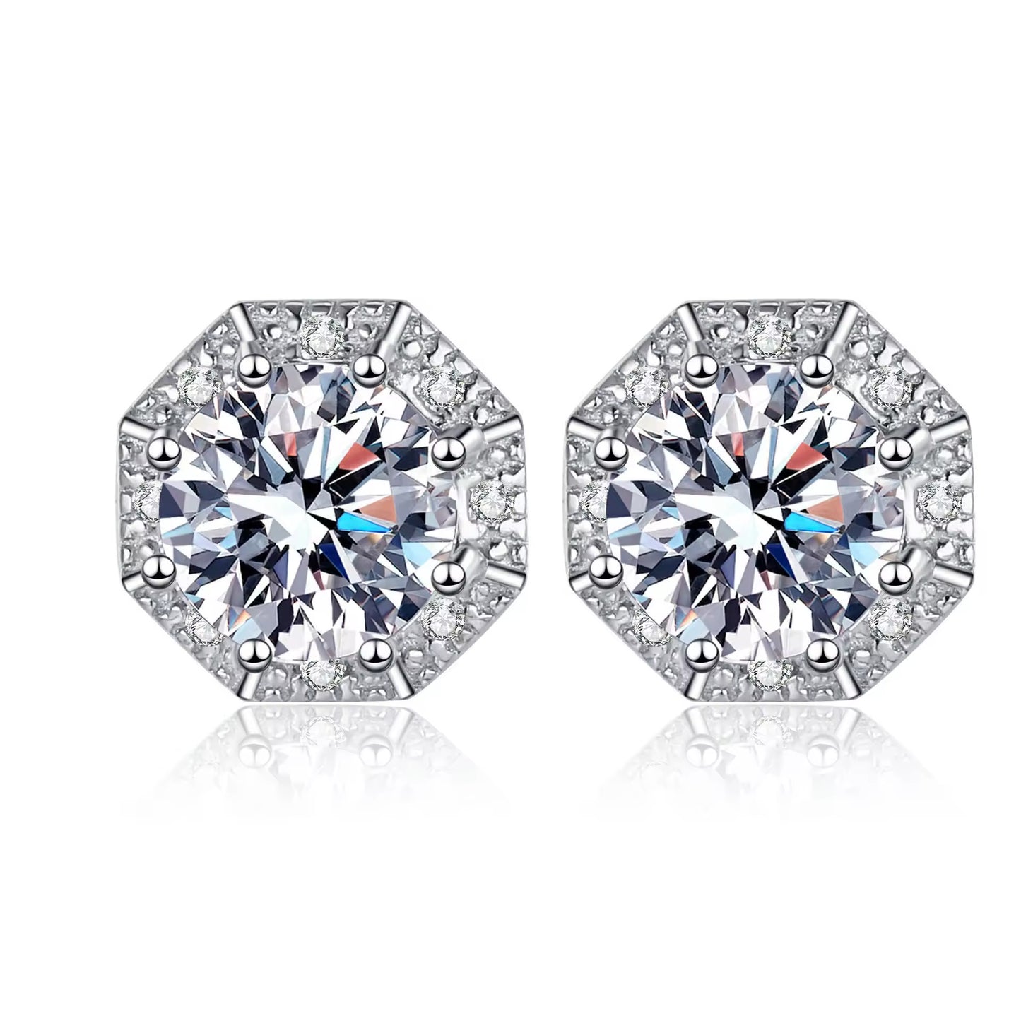 2 ct Glimmer Guard Moissanite Stud Earrings D/VVS1