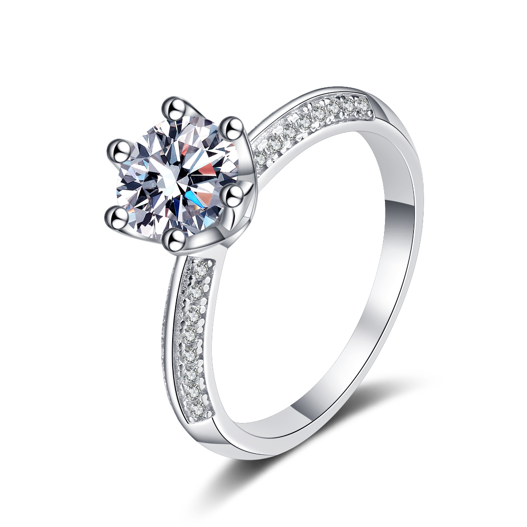 1 ct Celestial Crown Moissanite Ring; GRA Certified; Adjustable Size