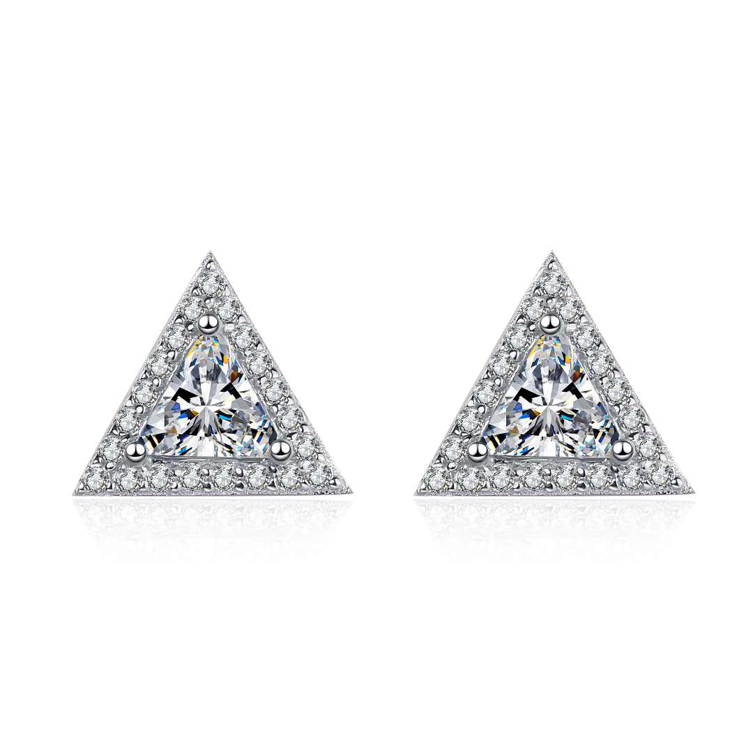 1ct / pair Trisparkle Radiance Moissanite Stud Earrings; GRA Certified; D VVS1