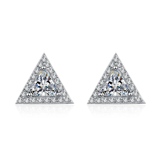 1ct / pair Trisparkle Radiance Moissanite Stud Earrings; GRA Certified; D VVS1