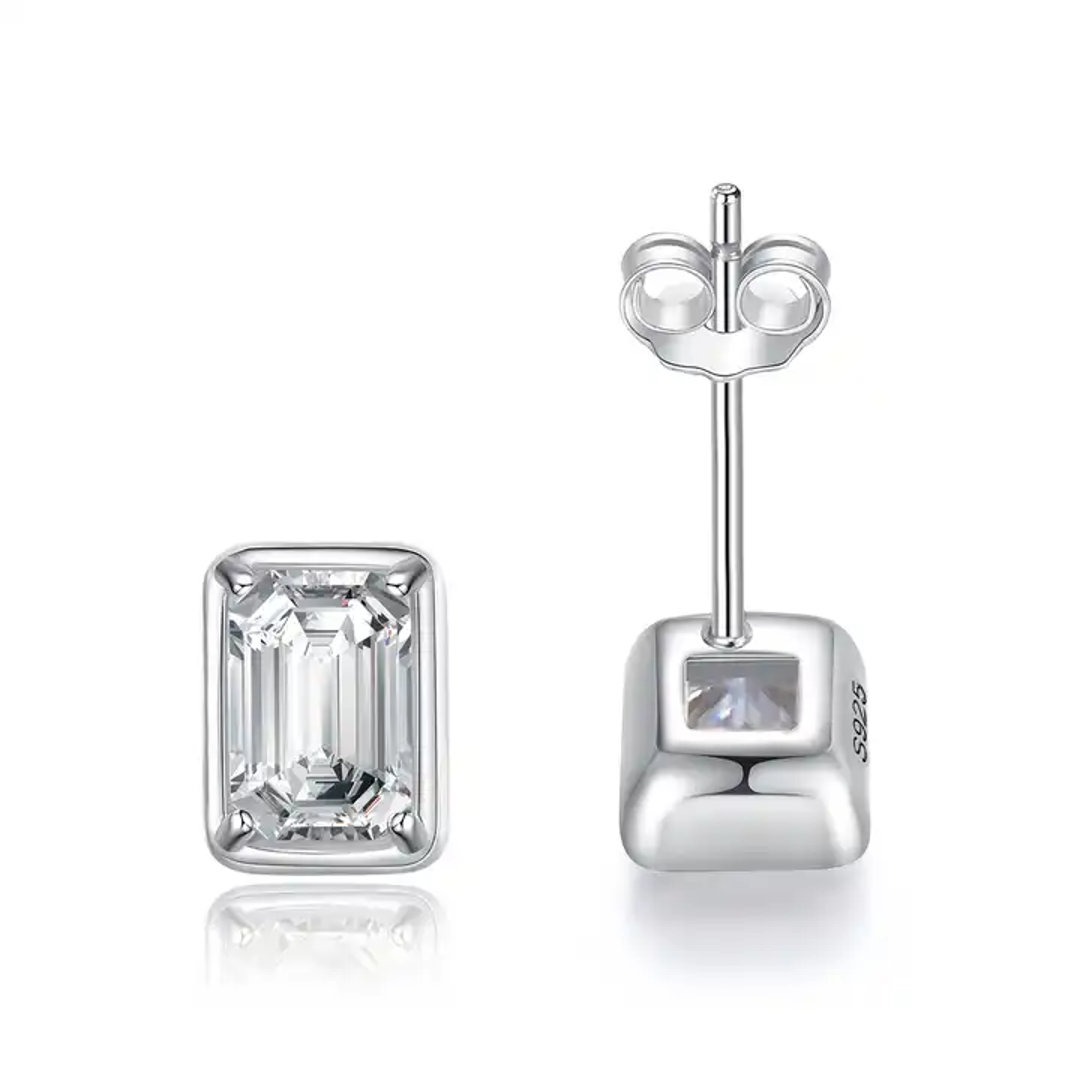 1.2 ct Crystal Clear Confidence Emerald Cut Moissanite Studs