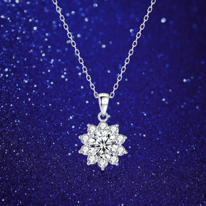 1 ct Snowflake Sparkle Round Silver Moissanite Pendant