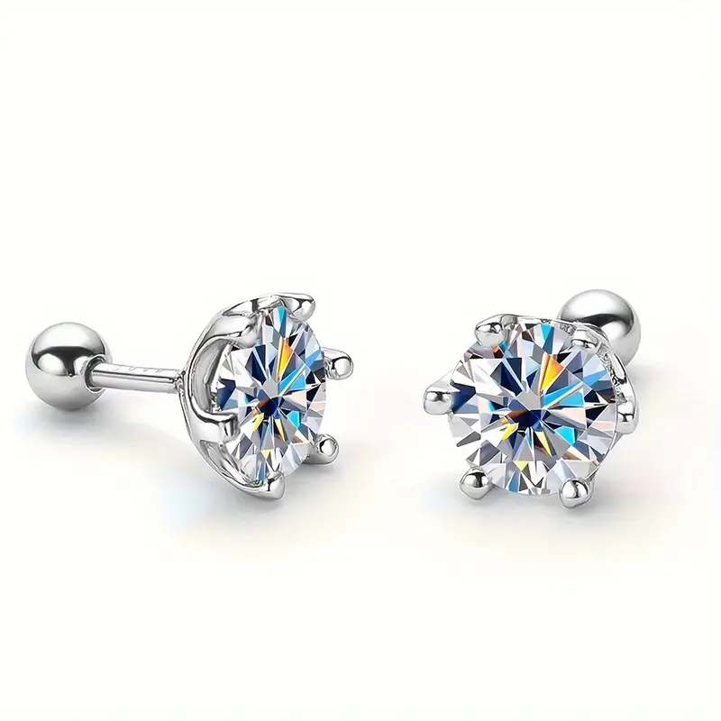 1 - 4 ct Round Radiant Moissanite Stud Earrings