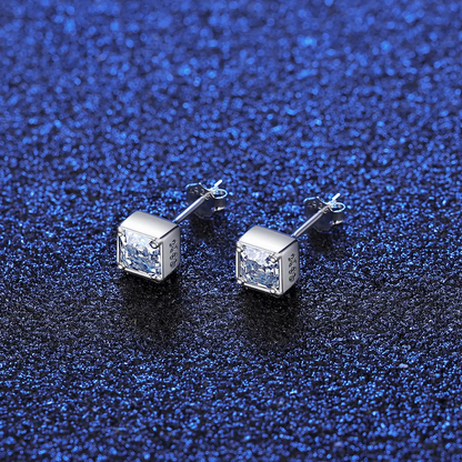 1 ct Radiant Asscher Moissanite Stud Earrings; GRA Certified; D VVS1