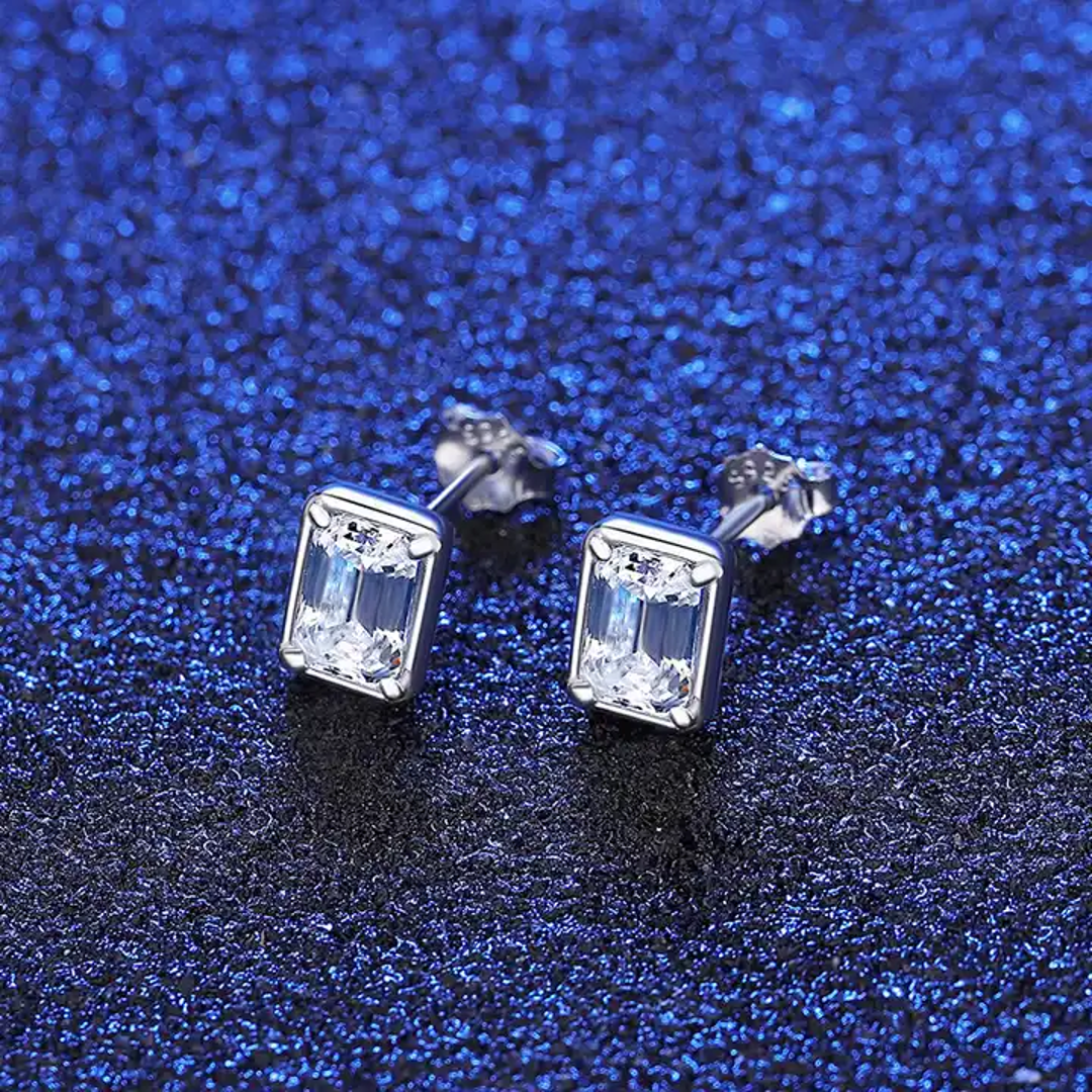 Crystal Clear Confidence Emerald Cut Moissanite Studs and Pendant