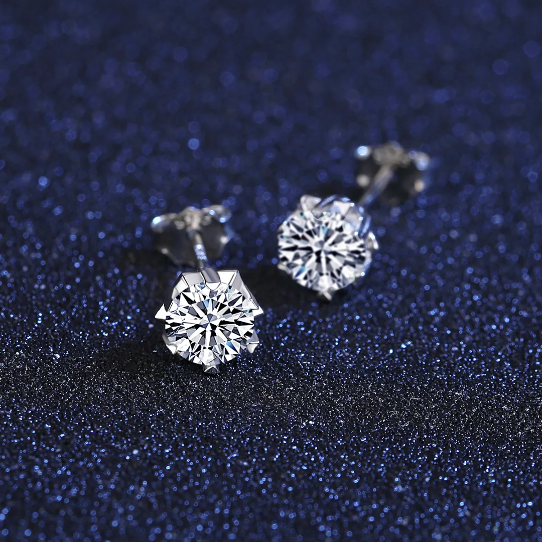 1 ct Starburst Spark Moissanite Stud Earrings