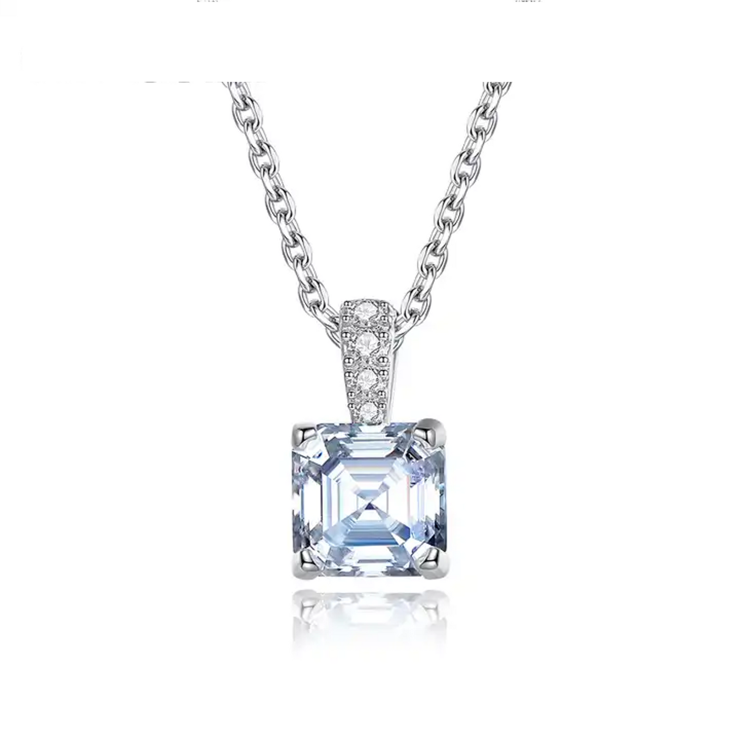 1.2 ct Radiant Royale Asscher Cut Silver Moissanite Pendant with Free Chain; GRA Certified