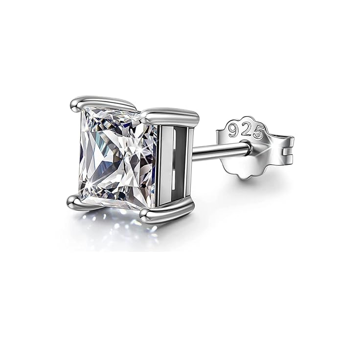 0.5 - 1 ct Single Piece Square Cut Moissanite Stud Earrings for Men