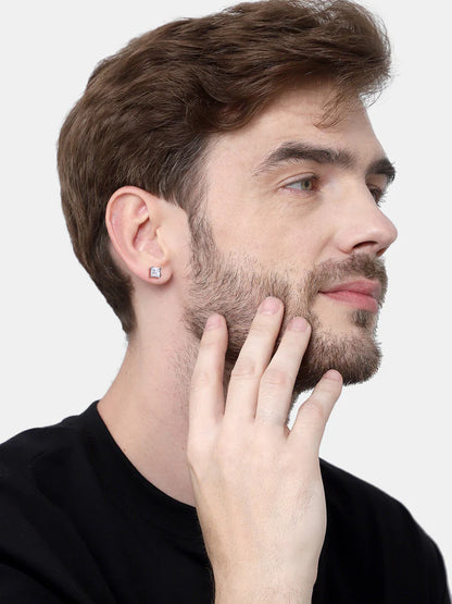 0.5 - 1 ct Single Piece Square Cut Moissanite Stud Earrings for Men