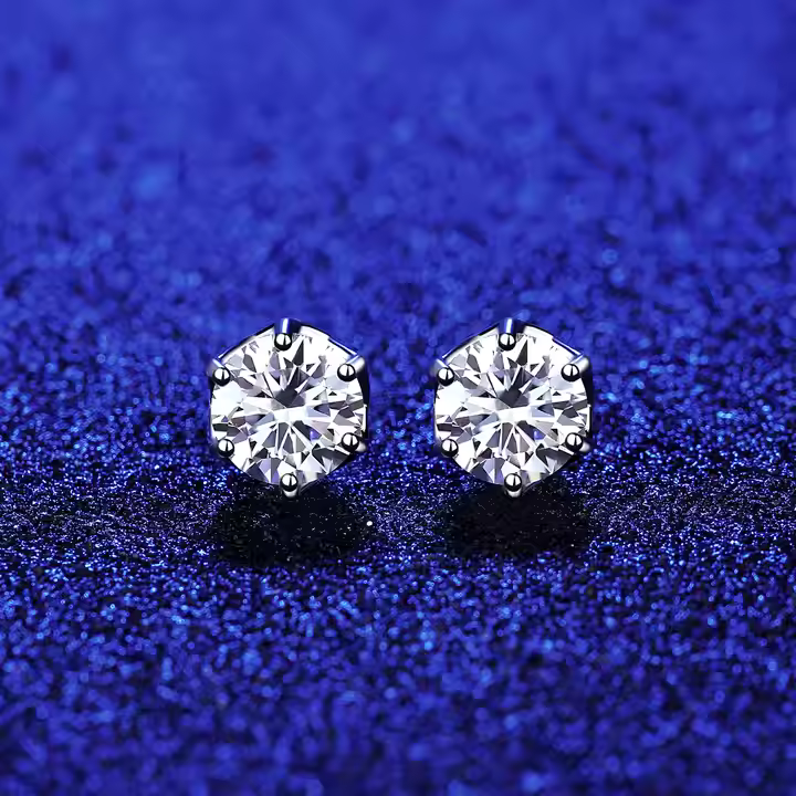 1-4 ct Hexagonal Moissanite Stud Earrings