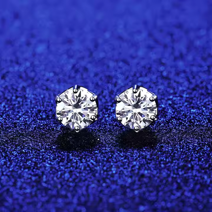 0.5 - 1 ct Hexagonal Moissanite Stud Earrings for Men - Single Piece