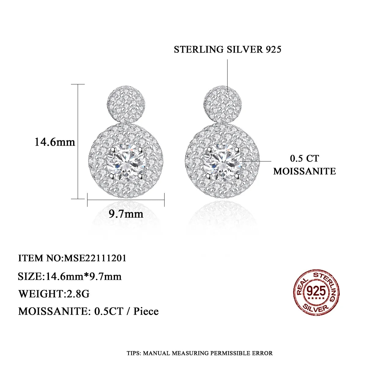 1 ct Elegant Moissanite Drop Earrings