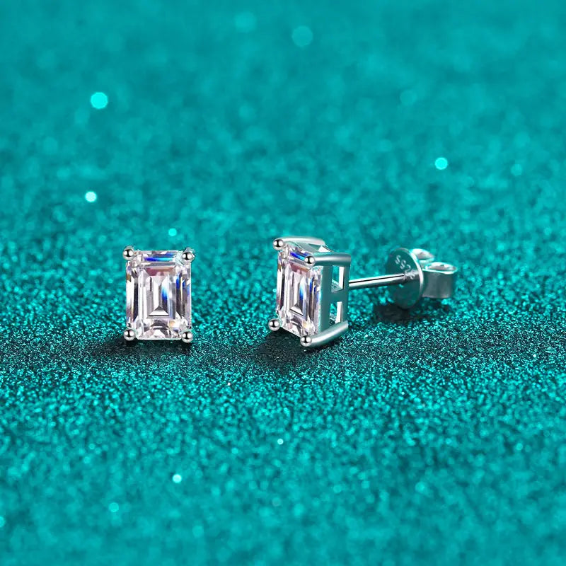 1 - 4 ct Emerald Whisper Moissanite Stud Earrings