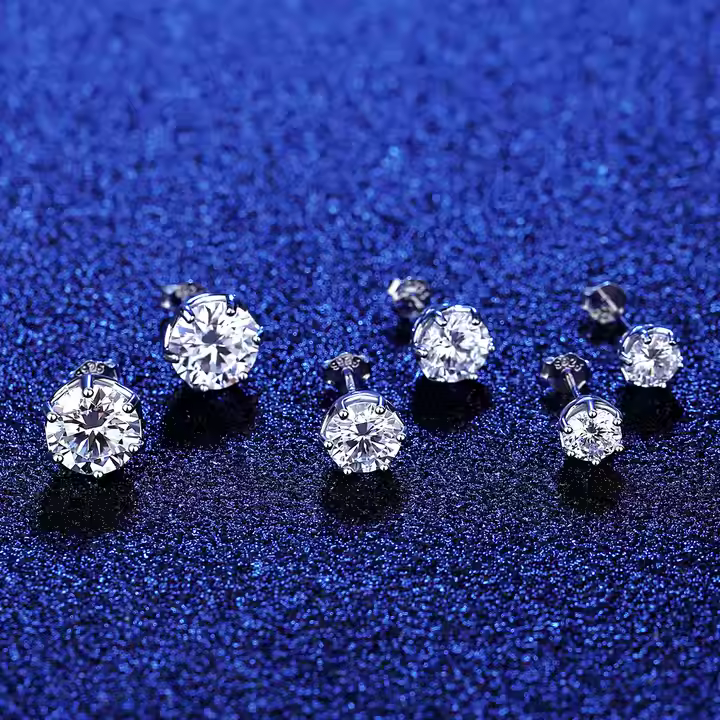 0.5 - 1 ct Hexagonal Moissanite Stud Earrings for Men - Single Piece