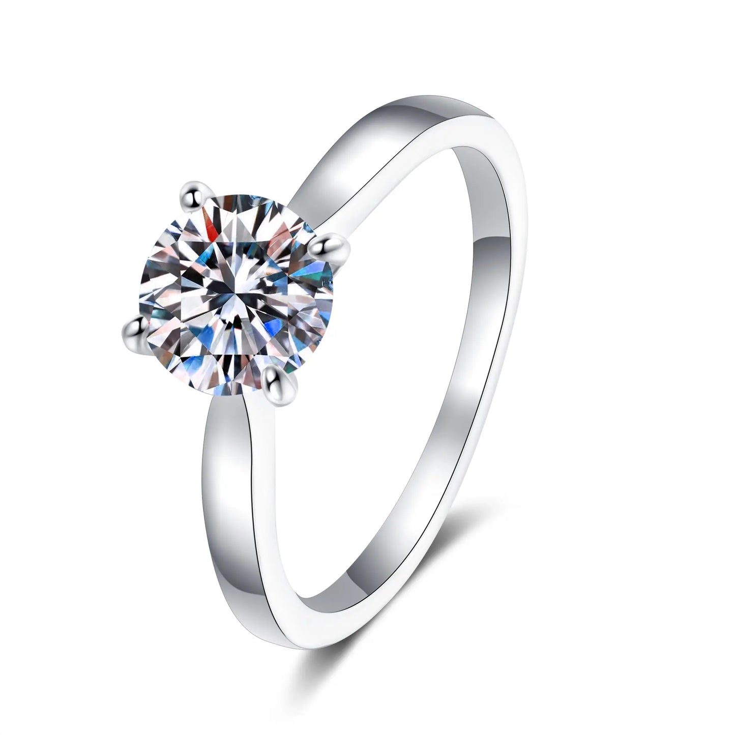 Starry Solitaire Round Sterling Silver Zircon Ring