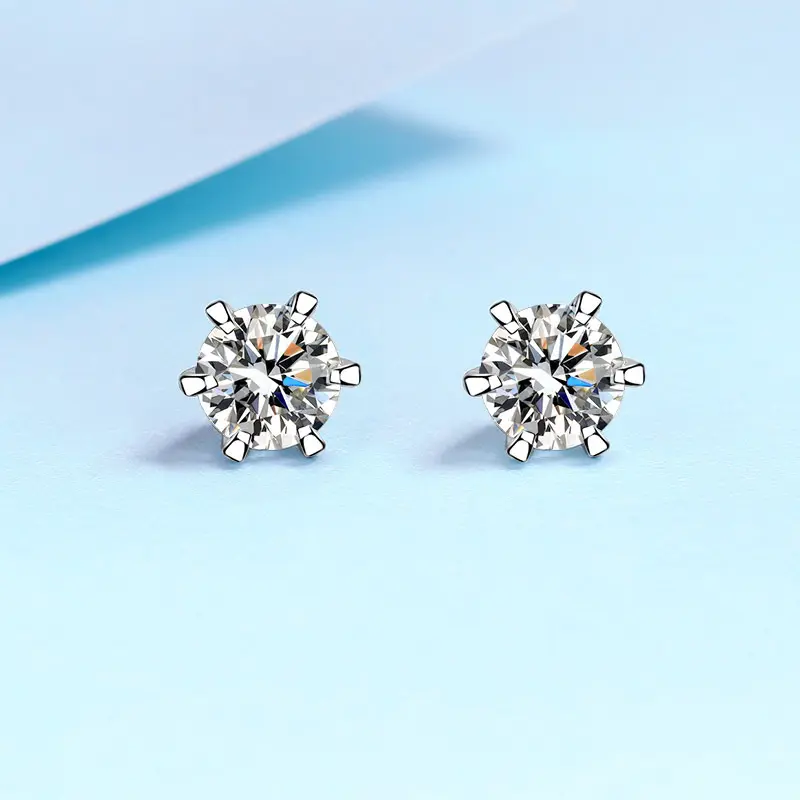 0.5 - 2 ct Single Piece Starlit Sparks Round Moissanite Stud Earrings for Men