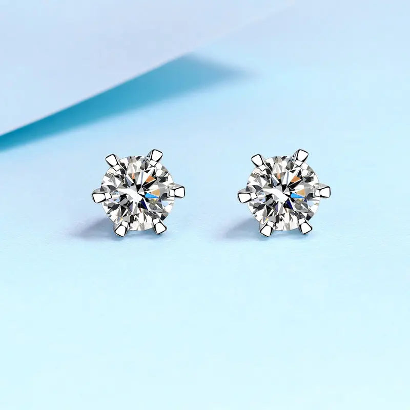 0.6 - 4 ct Sparklit Sparks Round Moissanite Stud Earrings