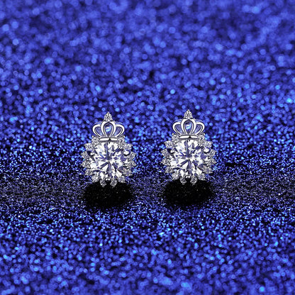 1 ct Crown Moissanite Stud Earrings