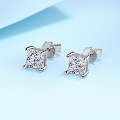 0.5 - 1 ct Single Piece Square Cut Moissanite Stud Earrings for Men
