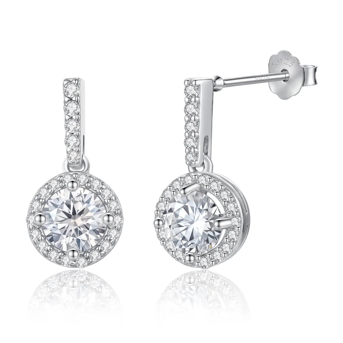 1 ct Round Stardust Halo Moissanite Earrings