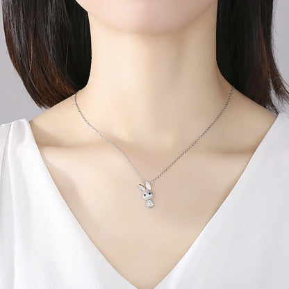 Sparkling Bunny Zircon Pendant with Free Chain for Kids and Adults