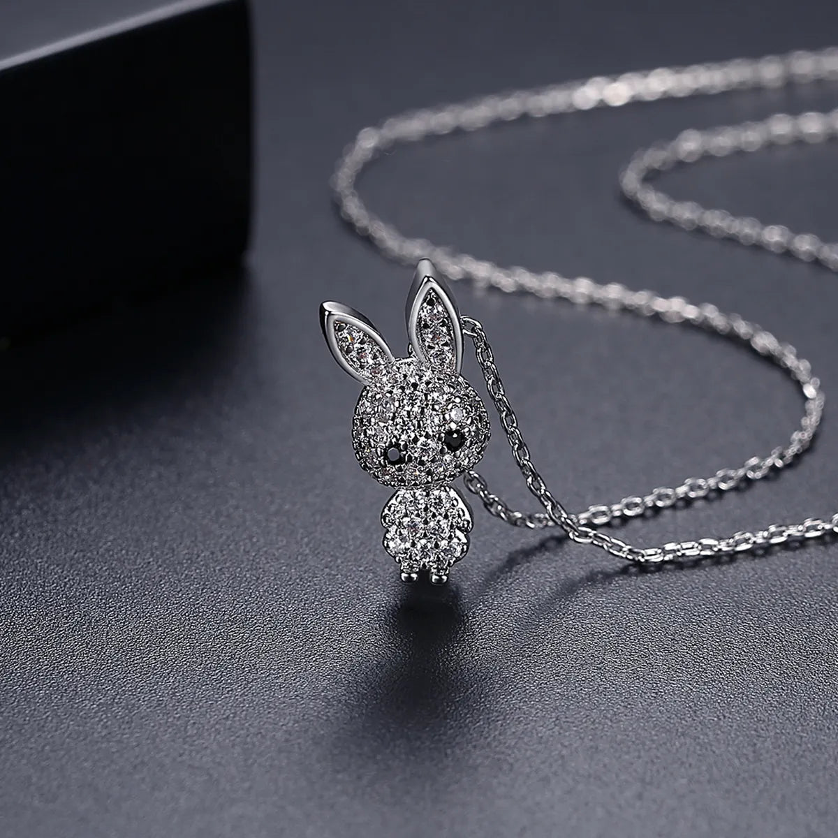 Sparkling Bunny Zircon Pendant with Free Chain for Kids and Adults