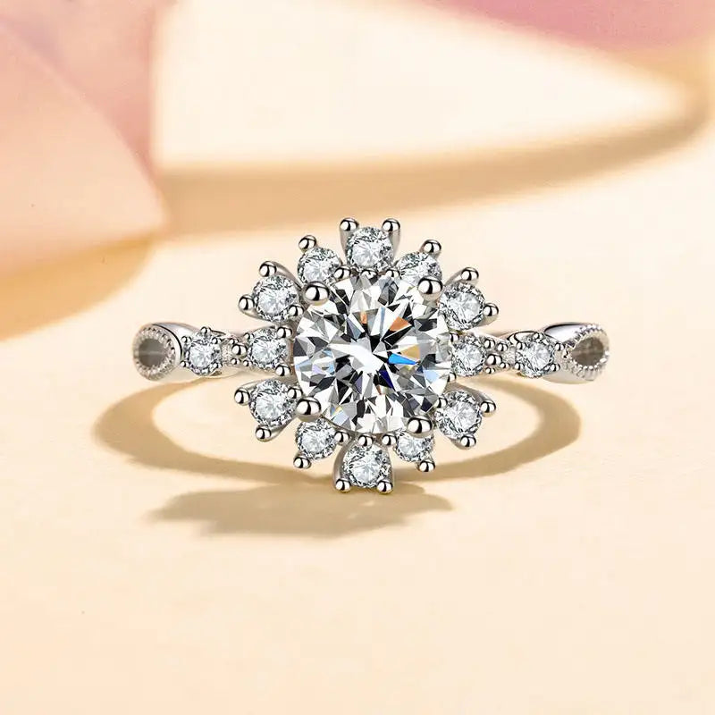 0.5 ct Moissanite Blossom Sterling Silver Ring