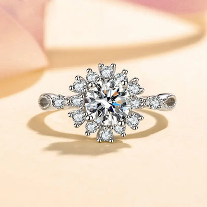 0.5 ct Moissanite Blossom Sterling Silver Ring