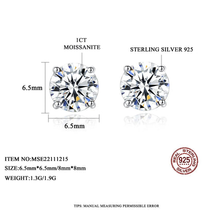 2-4 ct Round Moissanite Studs