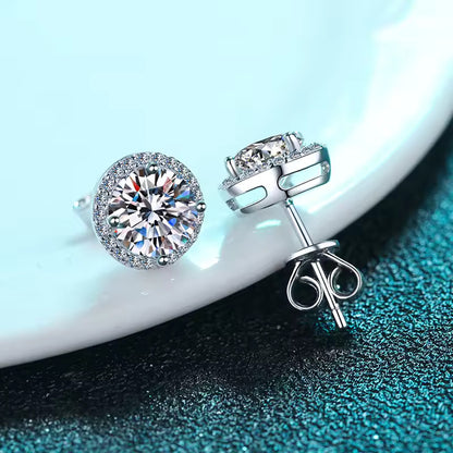 1 - 4 ct Halo Bliss Solitaire Studs Moissanite Earrings