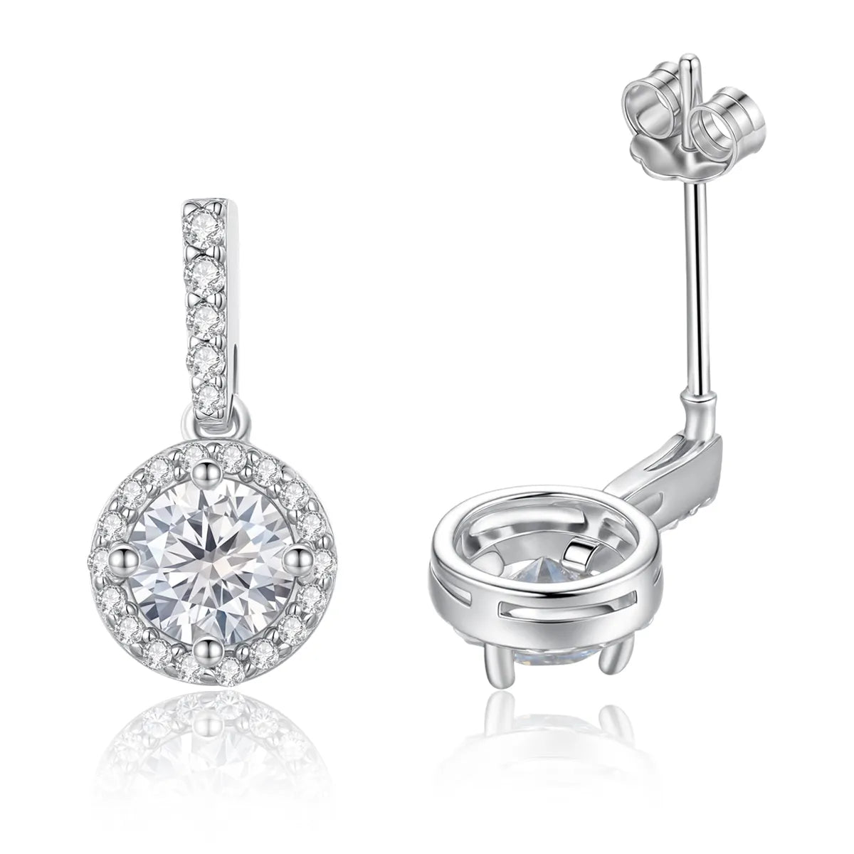 1 ct Round Stardust Halo Moissanite Earrings