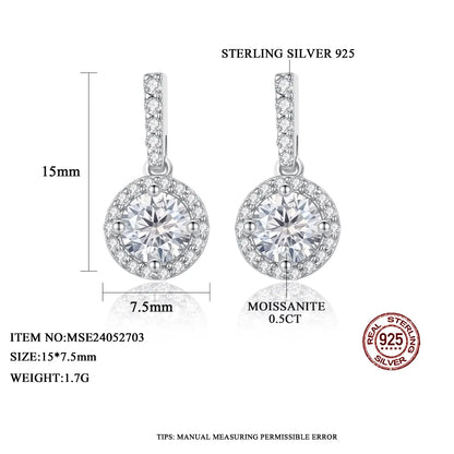 1 ct Round Stardust Halo Moissanite Earrings