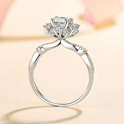 0.5 ct Moissanite Blossom Sterling Silver Ring