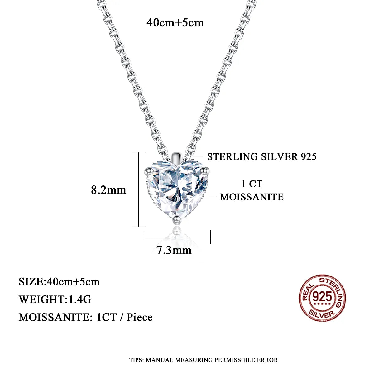 1 ct Heart of Radiance Silver Moissanite Pendant Necklace