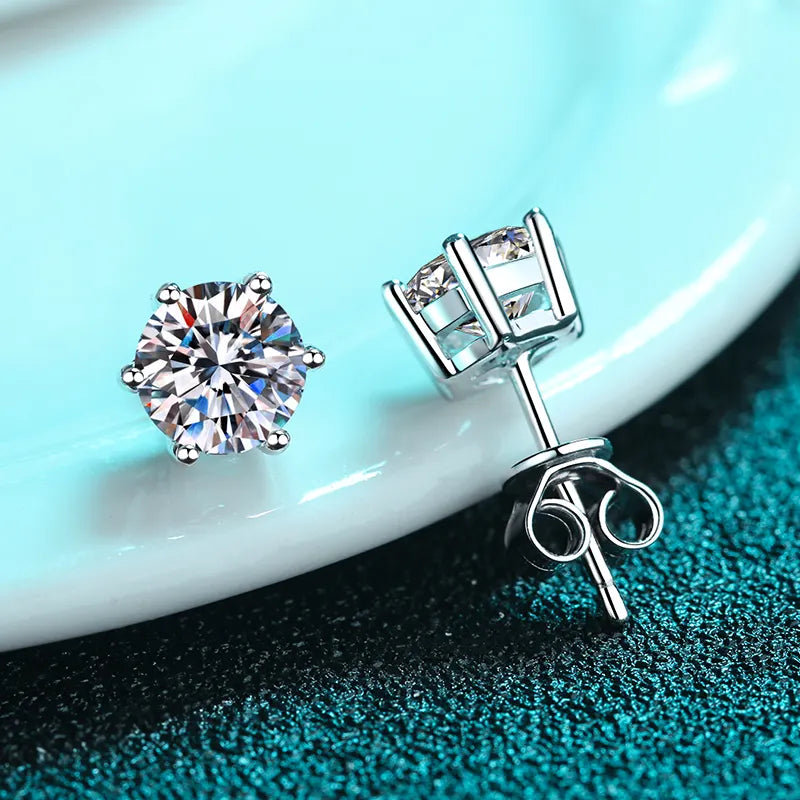 0.3 - 2 ct Single Piece Sparkle Orbit Round Moissanite Stud Earrings for Men